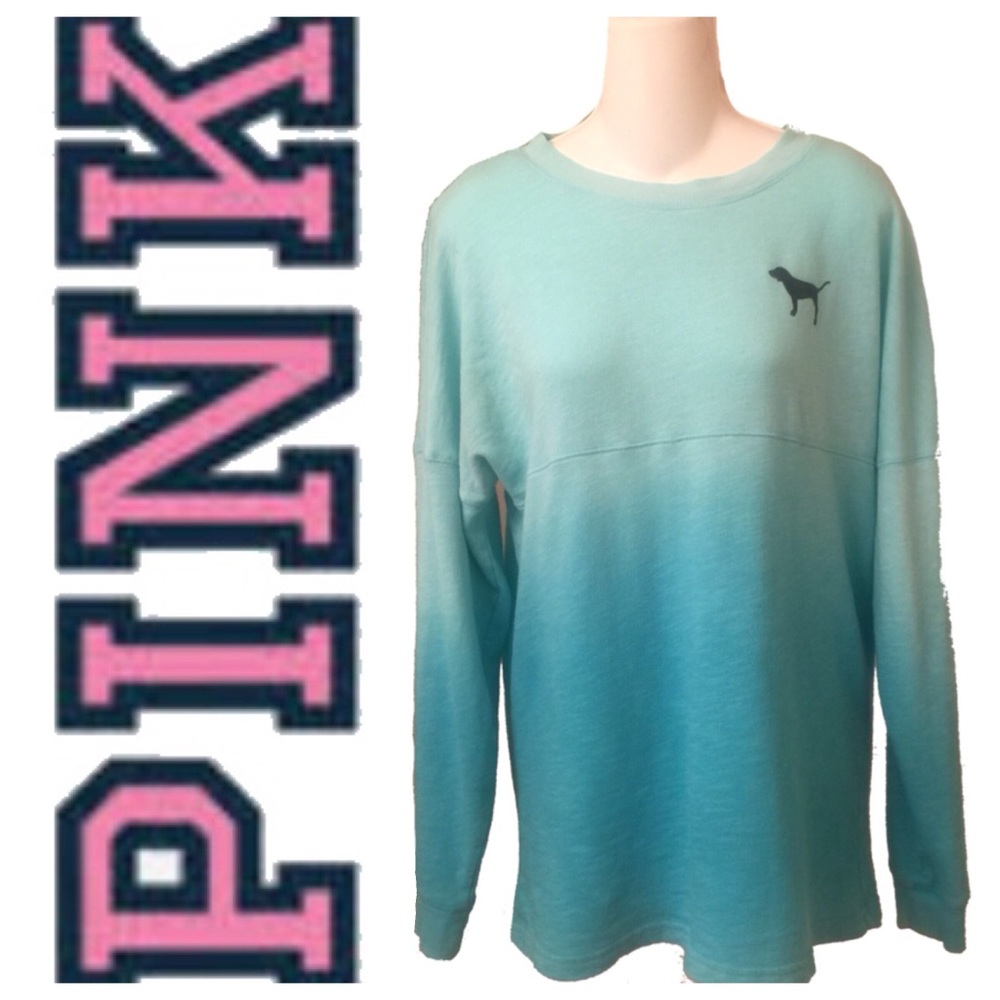 Pink Ombré Long Sleeve Tee Shirt Pullover Top